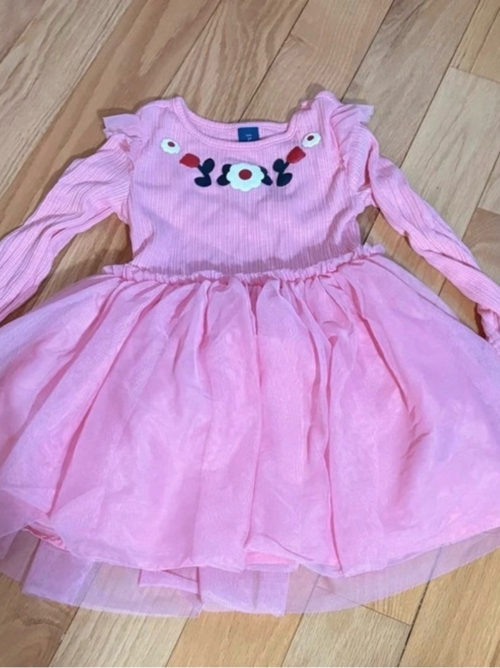 Old Navy Pink Floral Tulle Long-Sleeve Dress